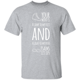 Bible Verse Men 5.3 oz. T-Shirt - "Psalm 119:105" Design 20 (White Font) - Meditate Healing Christian Store