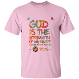 Bible Verse Men 5.3 oz. T-Shirt - "Psalm 73:26" Design 7 - Meditate Healing Christian Store