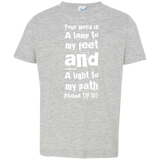 Bible Verse Toddler Jersey T-Shirt - "Psalm 119:105" Design 6 (White Font) - Meditate Healing Christian Store