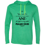 Bible Verse Men Long Sleeve T-Shirt Hoodie - "Psalm 119:105" Design 5 (Black Font) - Meditate Healing Christian Store