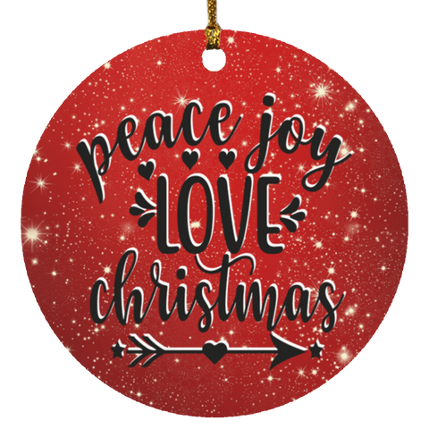 Durable MDF High-Gloss Christmas Ornament: Peace Joy Love Christmas (Design: Round-Red)