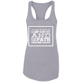 Bible Verse Ladies Ideal Racerback Tank - "Psalm 119:105" Design 13 (White Font) - Meditate Healing Christian Store