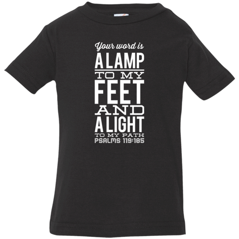 Bible Verse Infant Jersey T-Shirt - "Psalm 119:105" Design 4 (White Font) - Meditate Healing Christian Store