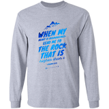 Bible Verse Ladies' Cotton Long Sleeve T-Shirt - Lead Me To The Rock That Is Higher Than I ~Psalms 61:2~ Design 14