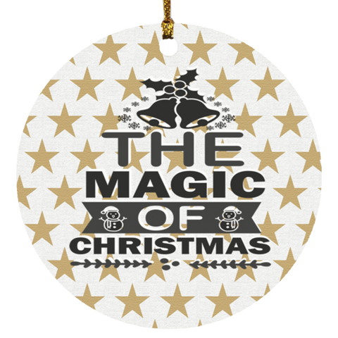 Durable MDF High-Gloss Christmas Ornament: The Magic Of Christmas (Design: Round-Gold Star)