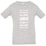 Bible Verse Infant Jersey T-Shirt - "Psalm 119:105" Design 6 (White Font) - Meditate Healing Christian Store
