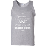 Bible Verse Men 100% Cotton Tank Top - "Psalm 119:105" Design 5 (White Font) - Meditate Healing Christian Store