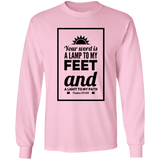 Bible Verse Long Sleeve  Ultra Cotton T-Shirt - "Psalm 119:105" Design 2 (Black Font) - Meditate Healing Christian Store