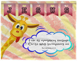 Hope Inspiring Kids Snuggly Blanket - Christ Strengthens Me ~Philippians 4:13~ (Design: Giraffe 1)