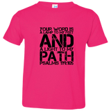 Bible Verse Toddler Jersey T-Shirt - "Psalm 119:105" Design 7 (Black Font) - Meditate Healing Christian Store