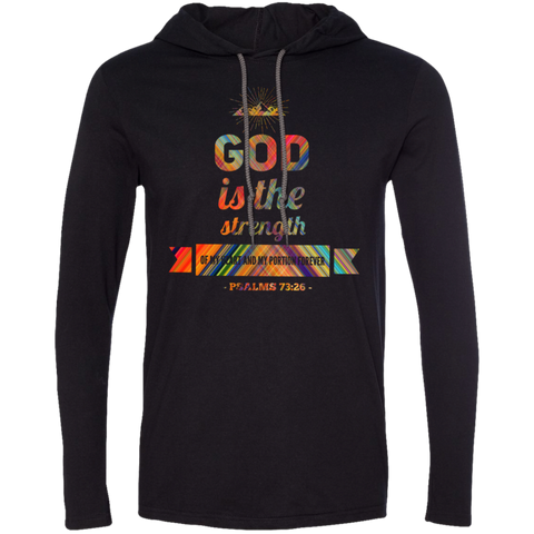 Bible Verse Men Long Sleeve T-Shirt Hoodie - "Psalm 73:26" Design 2 - Meditate Healing Christian Store