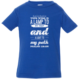 Bible Verse Infant Jersey T-Shirt - "Psalm 119:105" Design 17 (White Font) - Meditate Healing Christian Store