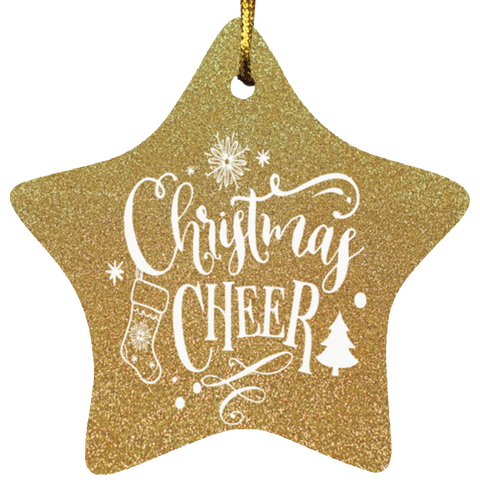 Durable MDF High-Gloss Christmas Ornament: Christmas Cheer (Design: Star-Gold)