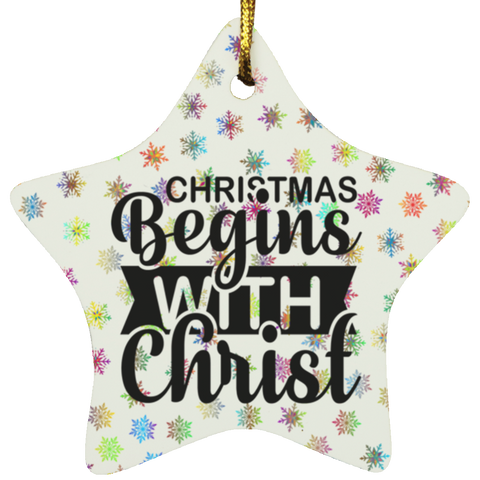 Durable MDF High-Gloss Christmas Ornament: Christmas Begins With Christ (Design: Star-Rainbow Snowflake)
