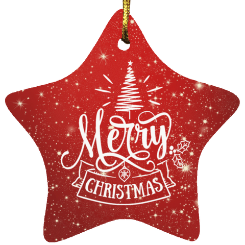 Durable MDF High-Gloss Christmas Ornament: Merry Christmas (Design: Star-Red)
