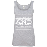 Bible Verse Ladies' 100% Ringspun Cotton Tank Top - "Psalm 119:105" Design 11 (White Font) - Meditate Healing Christian Store