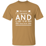 Bible Verse Men 5.3 oz. T-Shirt - "Psalm 119:105" Design 14 (White Font) - Meditate Healing Christian Store