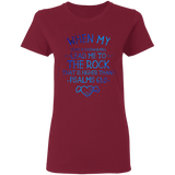 Bible Verses Ladies' 5.3 oz. T-Shirt - "Psalm 61:2" Design 17 - Meditate Healing Christian Store