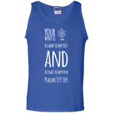 Bible Verse Men 100% Cotton Tank Top - "Psalm 119:105" Design 19 (White Font) - Meditate Healing Christian Store