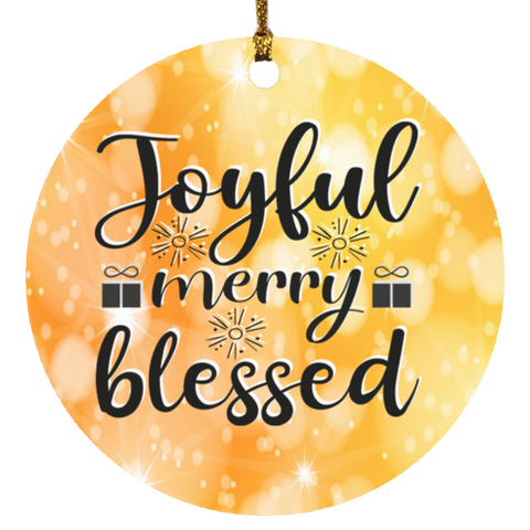 Durable MDF High-Gloss Christmas Ornament: Joyful Merry Blessed (Design: Round-Orange)