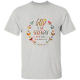 Bible Verse Men 5.3 oz. T-Shirt - "Psalm 73:26" Design 14 - Meditate Healing Christian Store