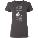 Bible Verse Ladies' 5.3 oz. T-Shirt - "Psalm 119:105" Design 20 (White Font) - Meditate Healing Christian Store