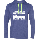Bible Verse Men Long Sleeve T-Shirt Hoodie - "Psalm 119:105" Design 21 (White Font) - Meditate Healing Christian Store