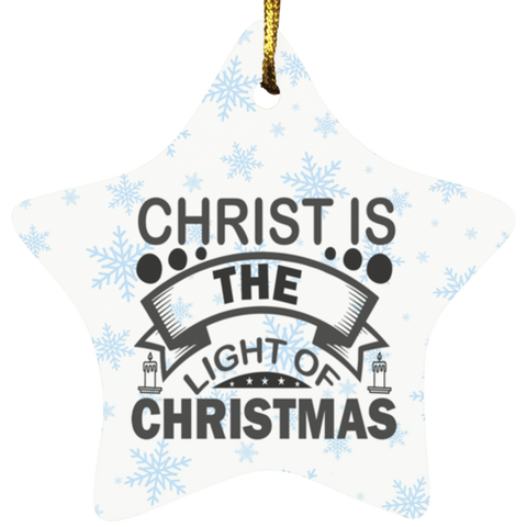 Durable MDF High-Gloss Christmas Ornament: Christ Is The Light Of Christmas (Design: Star-Blue Snowflake)