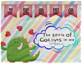 Hope Inspiring Kids Snuggly Blanket - Spirit Of God Lives In Me ~1 Corinthians 3:16~ (Design: Dinosaur)