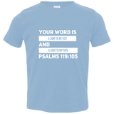 Bible Verse Toddler Jersey T-Shirt - "Psalm 119:105" Design 21 (White Font) - Meditate Healing Christian Store