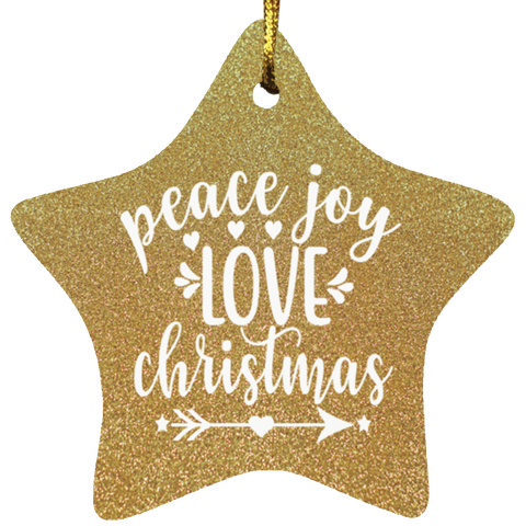 Durable MDF High-Gloss Christmas Ornament: Peace Joy Love  Christmas (Design: Star-Gold)