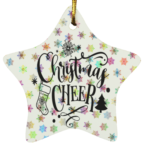 Durable MDF High-Gloss Christmas Ornament: Christmas Cheer (Design: Star-Rainbow Snowflake)