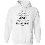 Bible Verse Men G185 Pullover Hoodie 8 oz. - Your Word Is Light To My Path ~Psalm 119:105~ Design 5