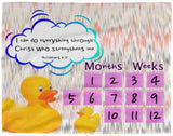 Cozy Plush Baby Milestone Blanket - Christ Strengthens Me ~Philippians 4:13~ (Design: Ducks)
