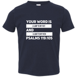 Bible Verse Toddler Jersey T-Shirt - "Psalm 119:105" Design 21 (White Font) - Meditate Healing Christian Store
