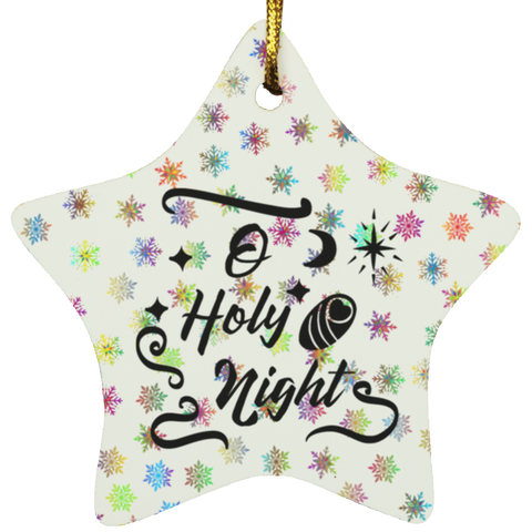 Durable MDF High-Gloss Christmas Ornament: O Holy Night (Design: Star-Rainbow Snowflake)