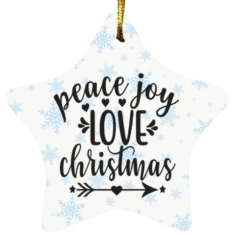 Durable MDF High-Gloss Christmas Ornament: Peace Joy Love  Christmas (Design: Star-Blue Snowflake)