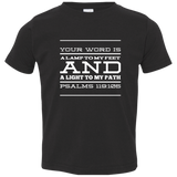 Bible Verse Toddler Jersey T-Shirt - "Psalm 119:105" Design 11 (White Font) - Meditate Healing Christian Store