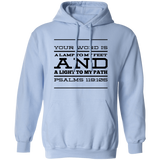 Bible Verse Men G185 Pullover Hoodie 8 oz. - Your Word Is Light To My Path ~Psalm 119:105~ Design 11