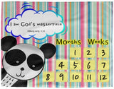 Cozy Plush Baby Milestone Blanket - I Am God's Masterpiece ~Ephesians 2:10~ (Design: Panda 1)