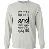 Bible Verse Long Sleeve  Ultra Cotton T-Shirt - "Psalm 119:105" Design 18 (Black Font) - Meditate Healing Christian Store