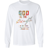 Bible Verse Long Sleeve Ultra Cotton T-Shirt - "Psalm 73:26" Design 6 - Meditate Healing Christian Store