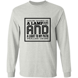 Bible Verse Long Sleeve  Ultra Cotton T-Shirt - "Psalm 119:105" Design 12 (Black Font) - Meditate Healing Christian Store
