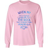 Bible Verse Ladies' Cotton Long Sleeve T-Shirt - Lead Me To The Rock That Is Higher Than I ~Psalms 61:2~ Design 17