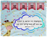 Hope Inspiring Kids Snuggly Blanket - God Is With Me Always ~Matthew 28:20~ (Design: Giraffe 2)