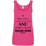 Bible Verses Ladies' 100% Ringspun Cotton Tank Top - "Psalm 119:105" Design 5 (Black Font) - Meditate Healing Christian Store