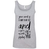 Bible Verses Ladies' 100% Ringspun Cotton Tank Top - "Psalm 119:105" Design 18 (Black Font) - Meditate Healing Christian Store