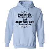 Bible Verse Men G185 Pullover Hoodie 8 oz. - Your Word Is Light To My Path ~Psalm 119:105~ Design 1