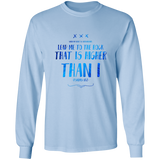 Bible Verse Ladies' Cotton Long Sleeve T-Shirt - Lead Me To The Rock That Is Higher Than I ~Psalms 61:2~ Design 11
