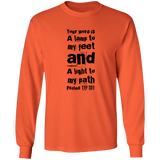 Bible Verse Unisex Long Sleeve T-Shirt - Your Word Is Light To My Path ~Psalm 119:105~ Design 6